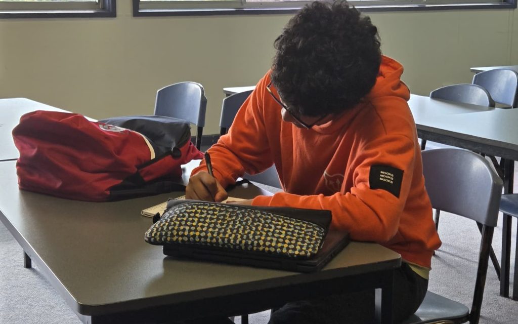 Early teen student practising mathematics patterns